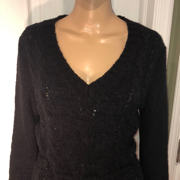 BCBGMAXAZRIA Black Sweater Dress L - Picture 3 of 6